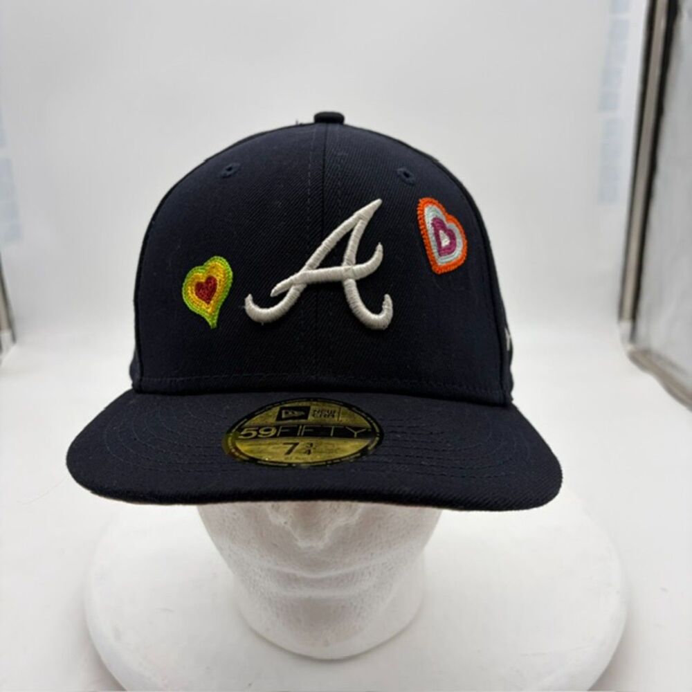 New Era 59FIFTY fitted hat chainstitch heart classic A logo Atlanta Braves 7 3/4